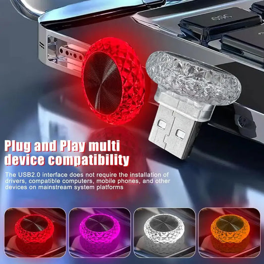 Car USB Ambient Lights – Portable Mini LED Atmosphere Lamps for Car & Computer Interior Decoration