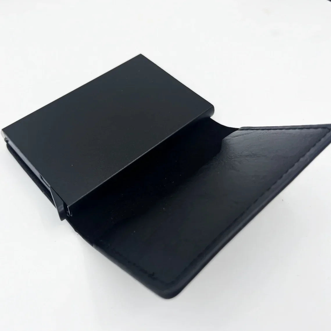 Fashion Carbon Fiber Anti-theft Credit Card Package Metal Cards Box Men Wallet Holder PU Purse