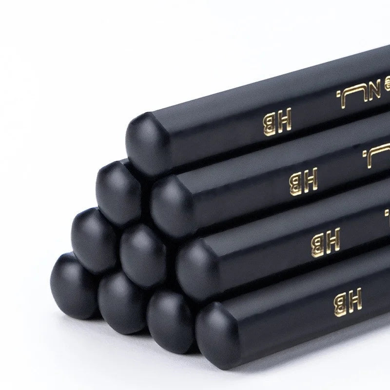 Black Wood Graphite Pencil Set – 10pcs HB & 2B Writing Pencils for School or Office Use