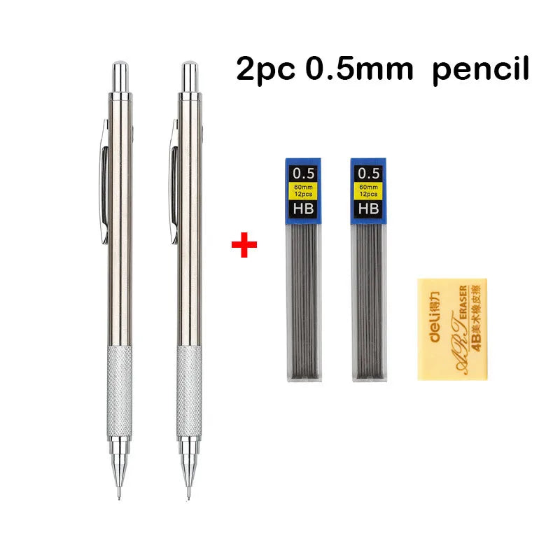 Mechanical Pencil Set 0.3–2.0mm – Full Metal Drawing & Writing Pencils with Leads for School & Office