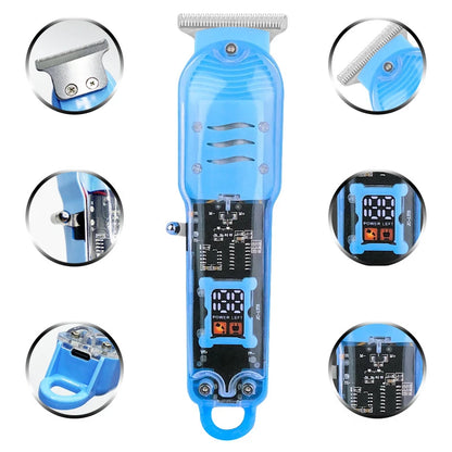 Transparent Hair Clipper with Power Display – 2023 Rechargeable Shaver for Men with Digital Screen