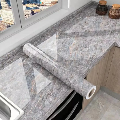 40cm Self-Adhesive Marble Wallpaper – Waterproof & Oil-Proof PVC Peel and Stick Wall Decor for Kitchen & Home