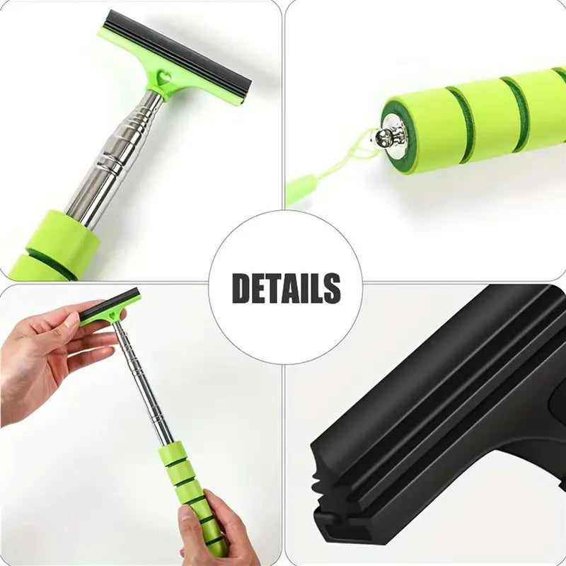 Telescopic Car Rearview Mirror Wiper with Stainless Steel Handle – Auto Glass Cleaning Tool
