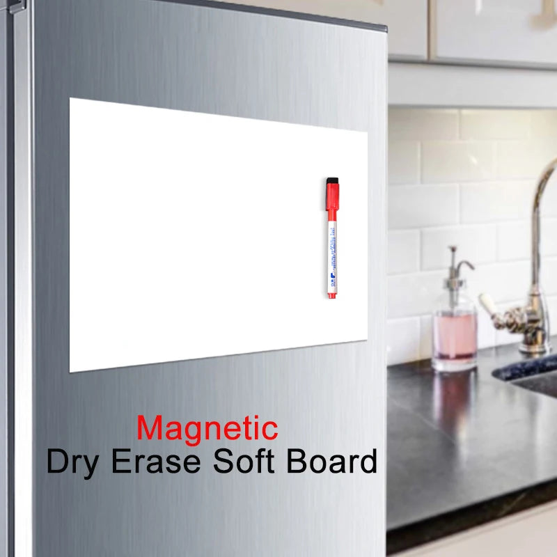 A4 Magnetic Dry Erase Board – Flexible Fridge Whiteboard Sheet for Kitchen Memo & Grocery List