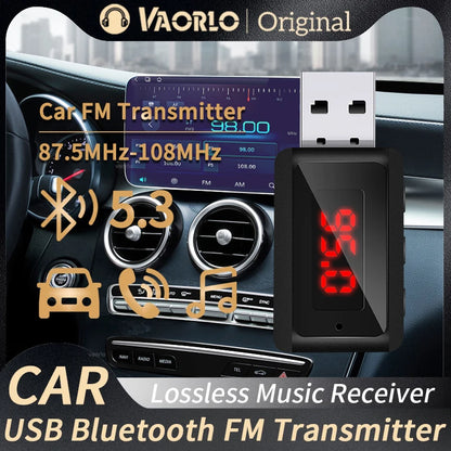 Car Bluetooth 5.3 FM Transmitter Handsfree Call Mini USB Power Car Kit Stereo Wireless Audio Receiver Adapter For Car FM Radio