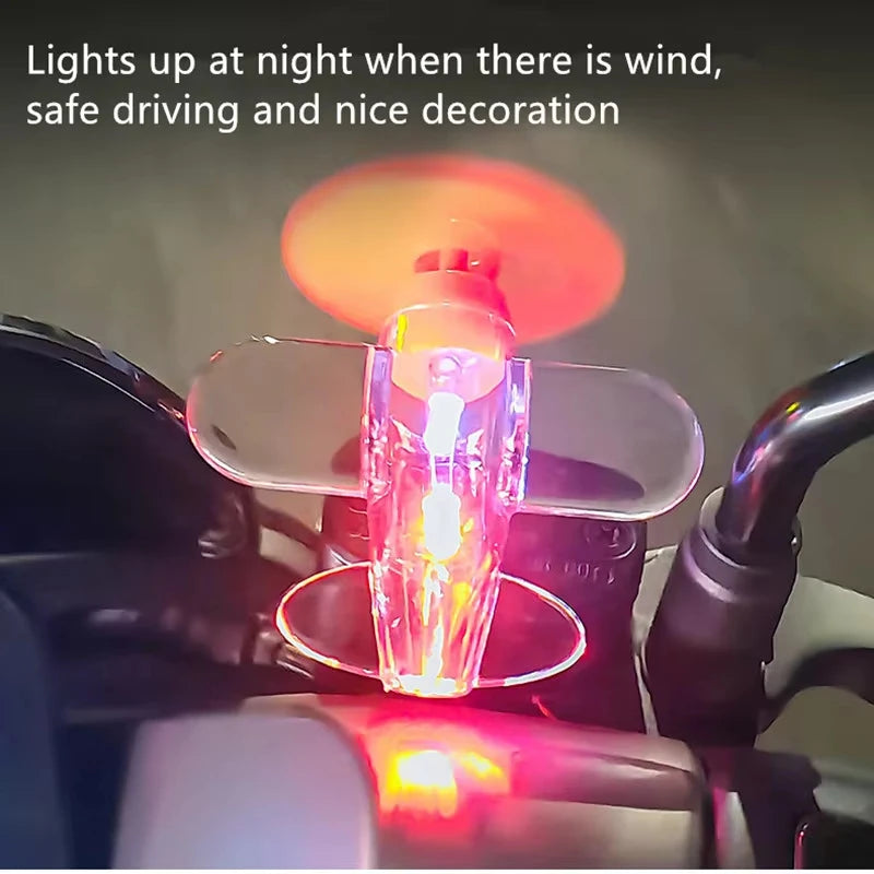 Wind-Powered LED Airplane Ornament – Motorcycle & Car Rearview Mirror Decoration with Rotating Lights