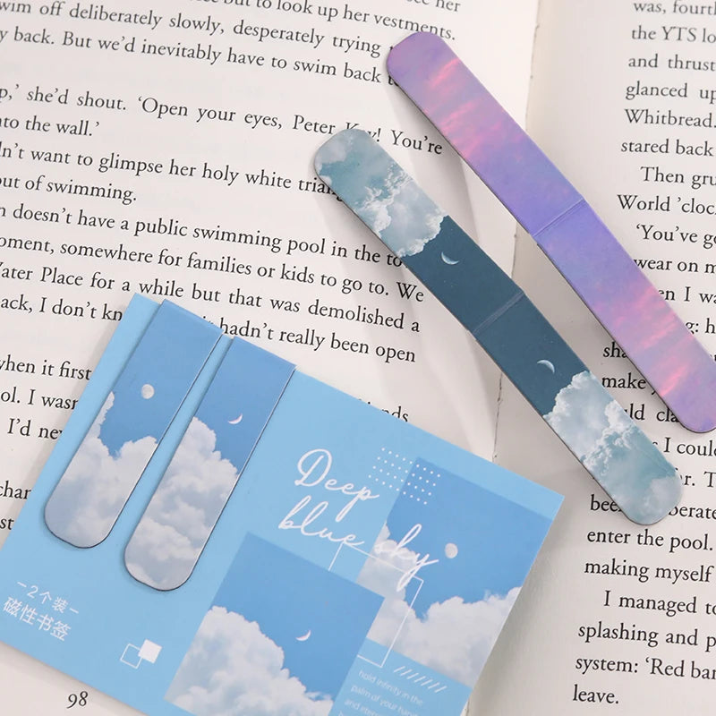 JIANQI Magnetic Bookmarks (2pcs) – Scenic Literary Reading Tools for School & Office