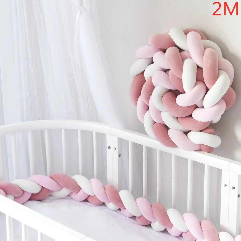 Braided Baby Bed Bumper – Soft Knot Crib Bumper for Infant Cradle Protection (1M–4M)