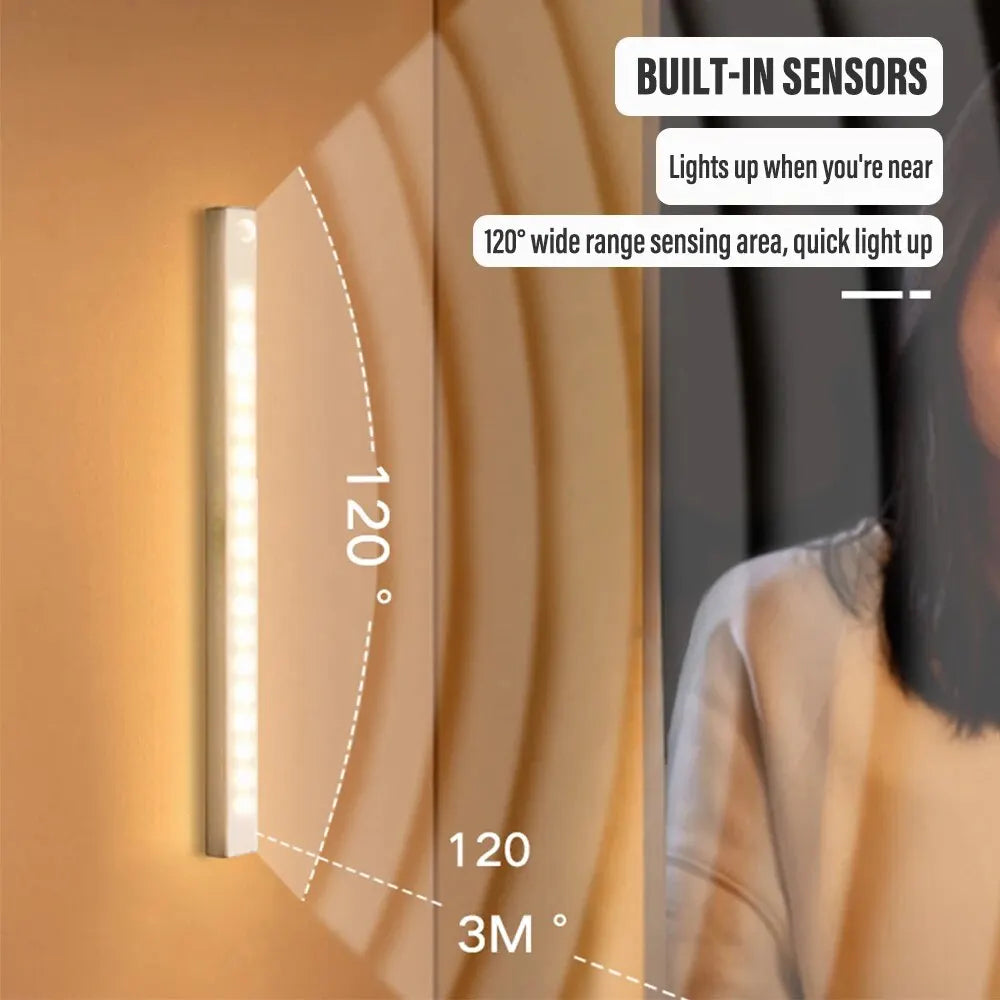 Rechargeable LED Motion Sensor Night Light – Under Cabinet Cordless Lamp for Kitchen, Wardrobe, Bedside & Hallway