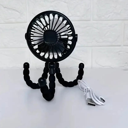 Baby Stroller Fan – Handheld Rechargeable USB Bladeless Mini Folding Fan for Outdoor, Table, or Neck Use