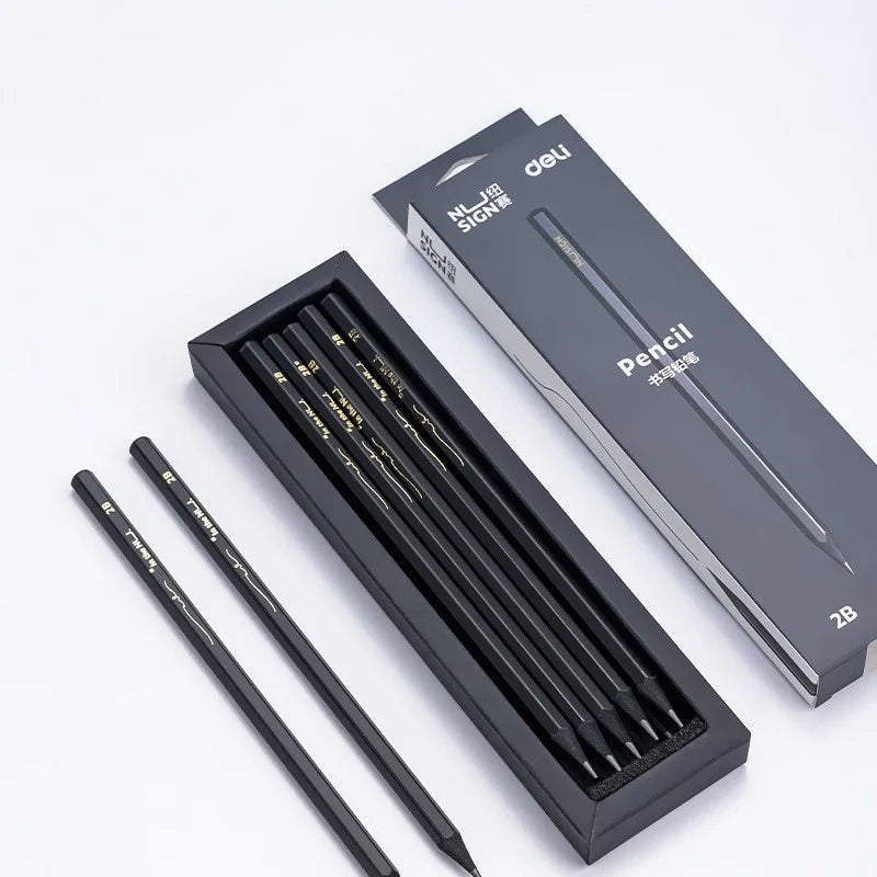 Black Wood Graphite Pencil Set – 10pcs HB & 2B Writing Pencils for School or Office Use