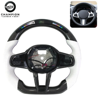 For BMW G80 G81 G30 G32 G34 G36 G20 G22 G23 G26 Racing Sport LED Display Carbon Fiber Steering Wheel Automotive Parts