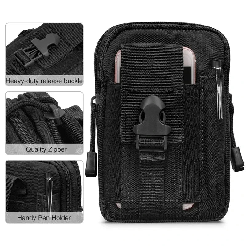 Multipurpose Molle Tactical Waist Bag – Outdoor Belt Pouch with Phone Case & EDC Organizer