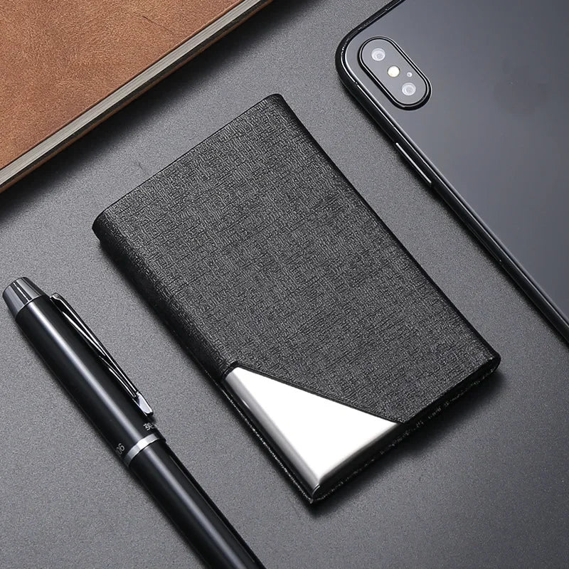 Luxury Laser Engraved Logo PU Leather Business Card Holder – Fashionable ID Credit Case