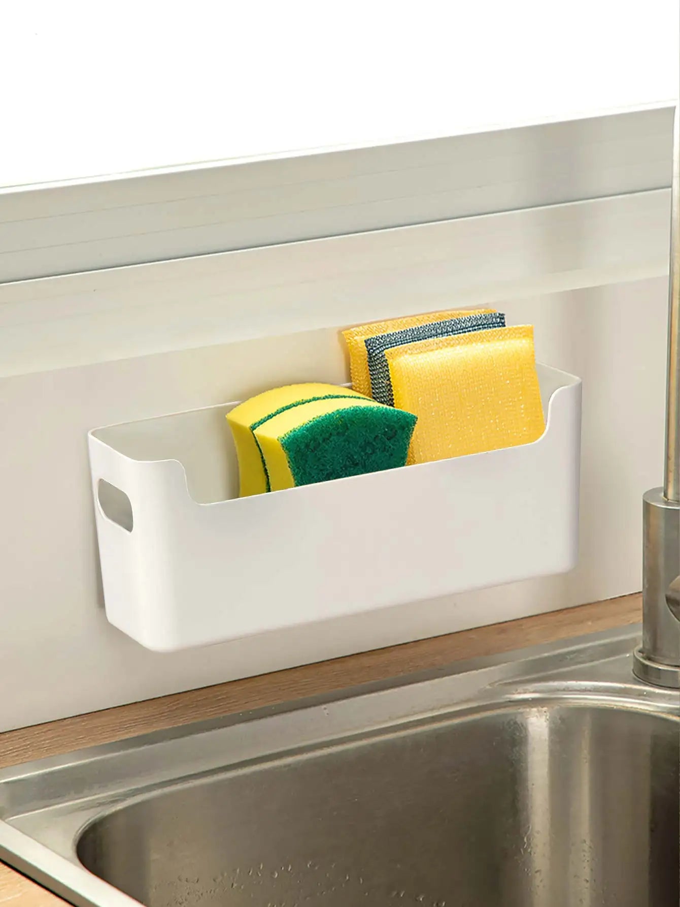 WORTHBUY Multifunctional Plastic Kitchen Storage Box – Punch-Free Wall-Mounted Cabinet Organizer for Kitchen Accessories