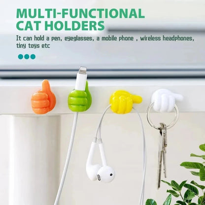 Silicone Thumb Wall Hook Cable Organizer Clips – Self-Adhesive Wire Holder for Kitchen, Bathroom & Home Desk Storage