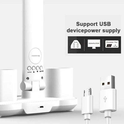 LED Clock Table Lamp – USB Rechargeable Foldable Desk Light with Dimmable Touch Control & Eye Protection for Reading, Study & Office