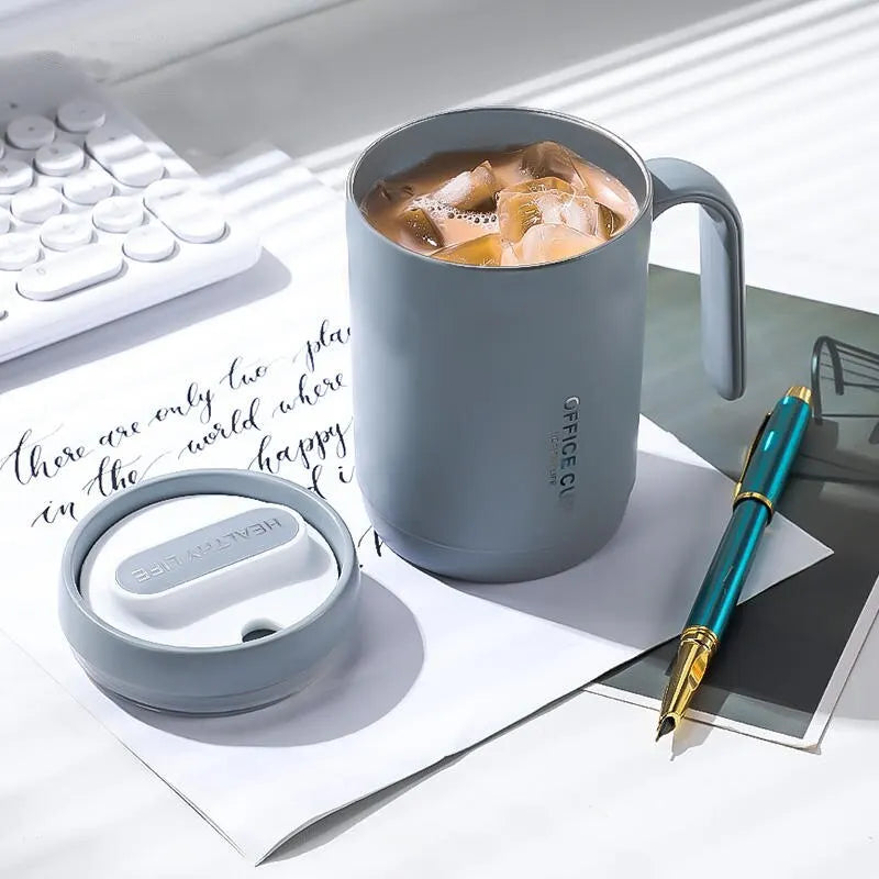 Grey PP Liner Coffee Cup – 500ml Portable Large Capacity Travel Mug with Lid for Office, Kitchen & Outdoor Use