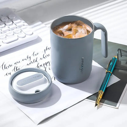 Grey PP Liner Coffee Cup – 500ml Portable Large Capacity Travel Mug with Lid for Office, Kitchen & Outdoor Use