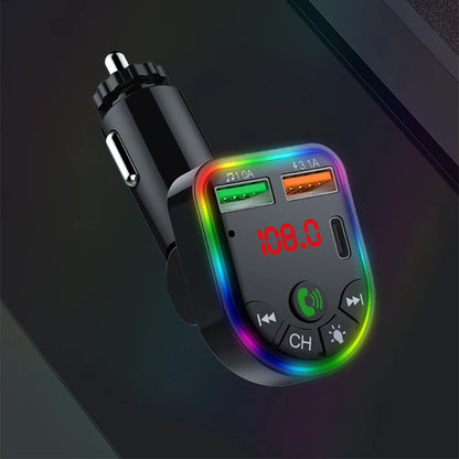 Car Bluetooth Adapter Type-C Dual USB Car Charger MP3 Music Player 5.3 FM Transmitter Handsfree Calling Audio Car Adapter