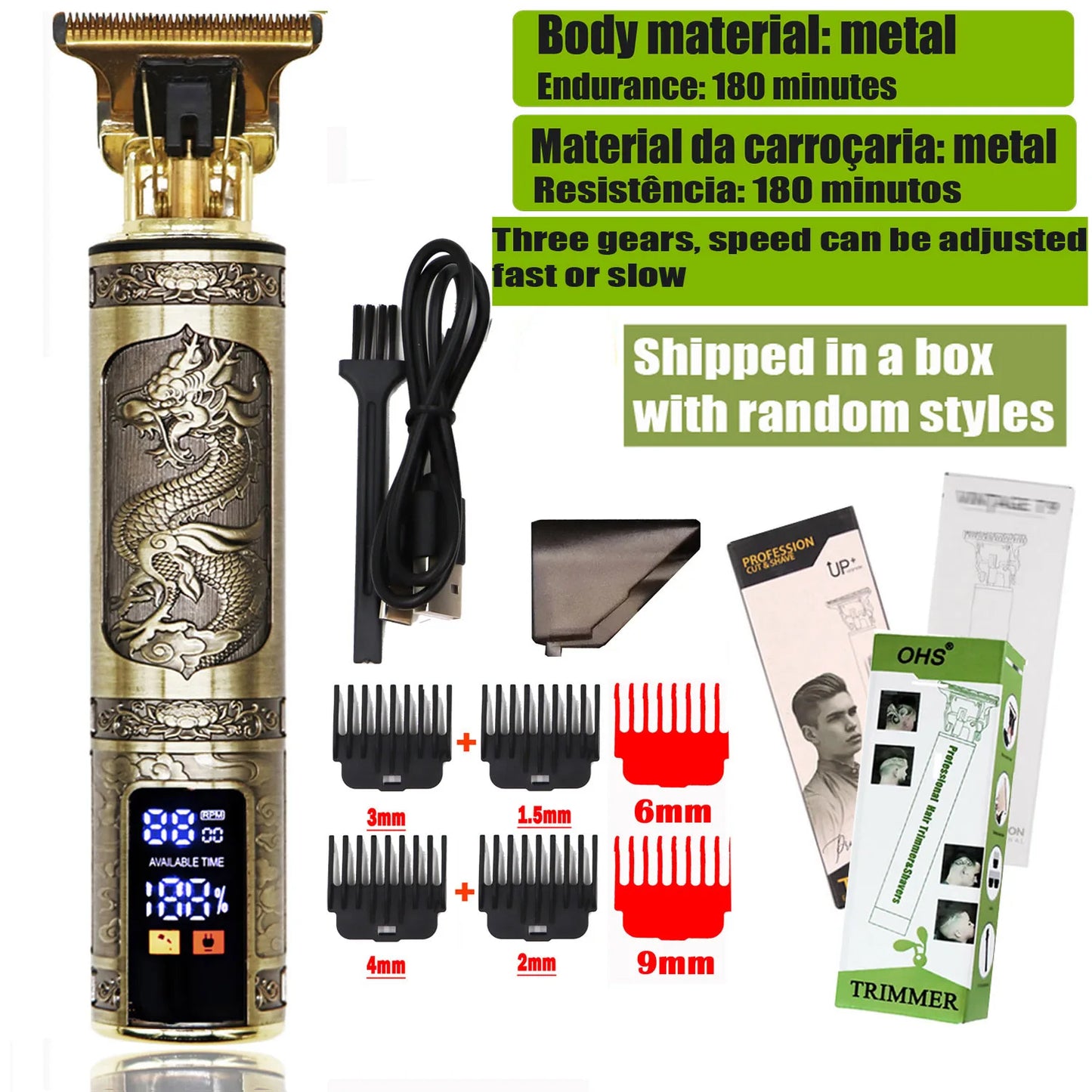 Hot Sale Vintage T9 Electric Cordless Hair Cutting Machine Professional Hair Barber Trimmer For Men Clipper Shaver Beard Lighter