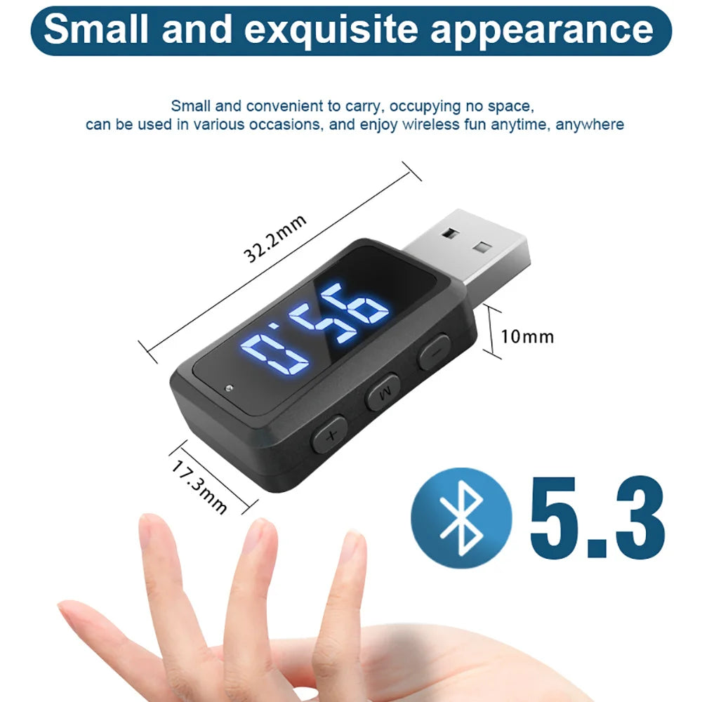 LCD Digital Car Bluetooth 5.3 Transmitter Receiver Handsfree Call Mini USB Power Car Kit Wireless Auto Audio For Car Fm Radio