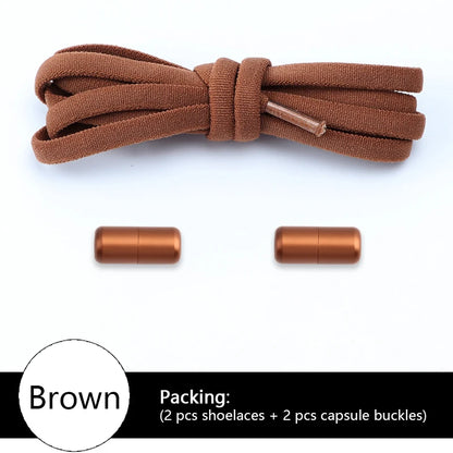 Colored Round No Tie Shoelaces – Elastic Lock Shoelaces with Matte Metal for Sneakers & Casual Shoes