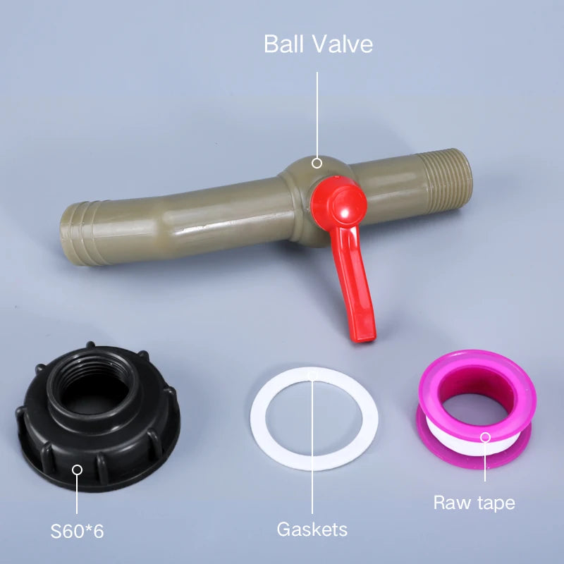 IBC Tank Adapter with Tap – S60X6 Garden Hose Connector for Irrigation