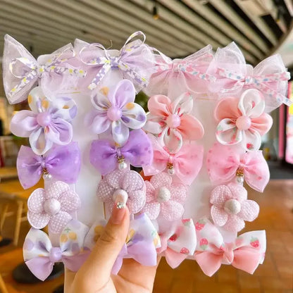 10Pcs Baby Girl Hair Clips Set – Cute Lace Flower Hairpins & Bows for Children, Toddlers, and Newborns