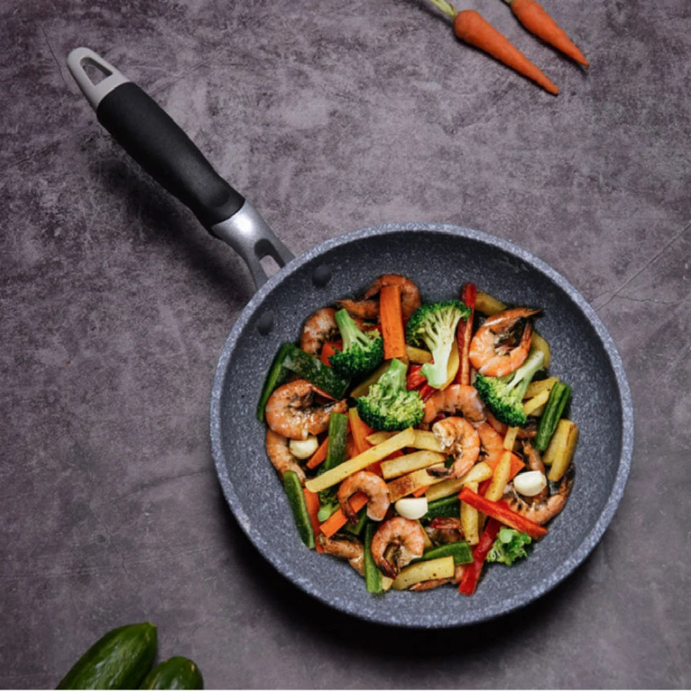 Non-Stick Stone Frying Wok Pan – Ceramic Skillet for Induction & Gas Stove, 20–28CM Sizes
