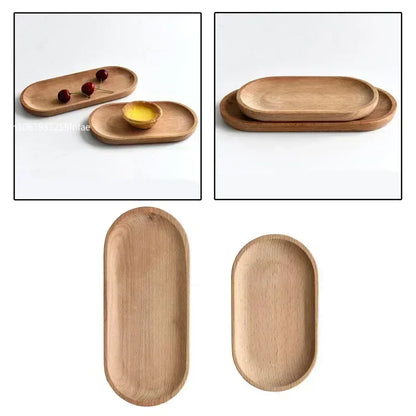 Japanese Style Wooden Oval Serving Tray – Food Plate, Tea Cup Saucer, Fruit Plate & Decorative Pallet