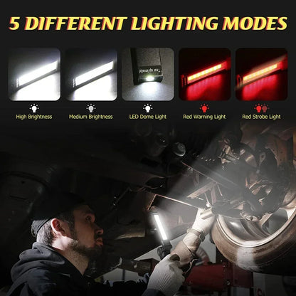 High Power LED Flashlight USB Rechargeable Camping Work Light Portable Outdoor Torch with Magnetic Base for Emergency Lighting