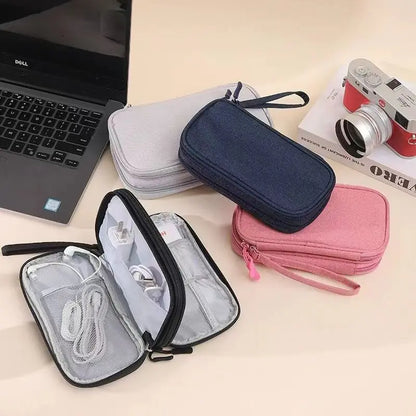 Double Layer Travel Cable Organizer – Waterproof Digital Storage Bag for Cables, Power Banks & Accessories