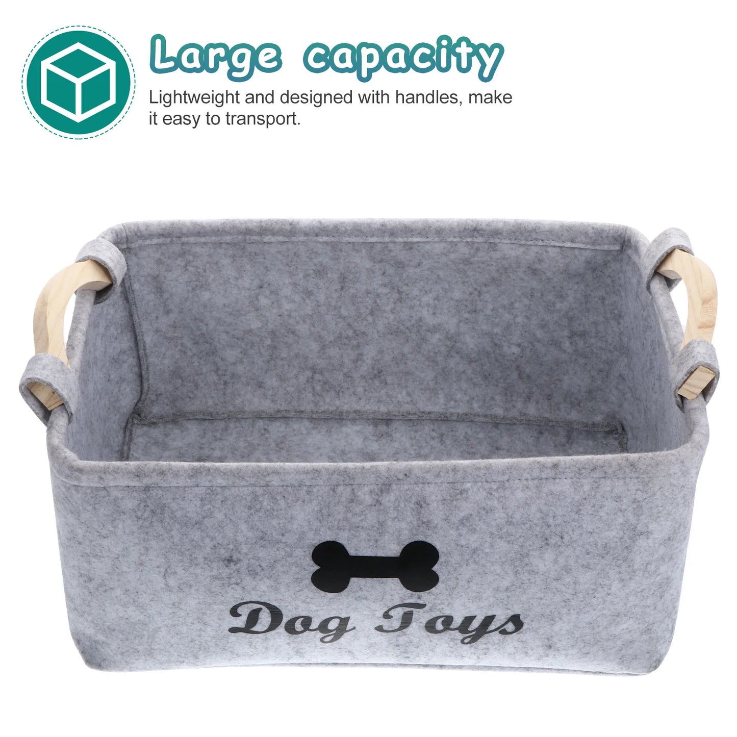 Dog Toy Basket Pet Storage Box – Felt Organizer Bin for Toys and Accessories