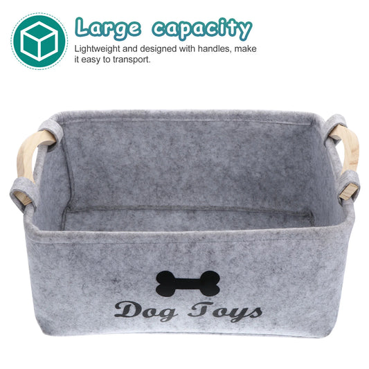 Dog Toy Basket Pet Storage Box – Felt Organizer Bin for Toys and Accessories