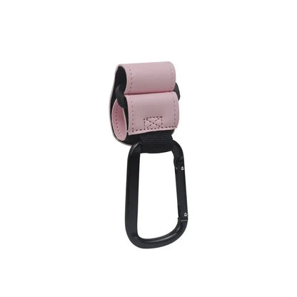 Stroller Organizer Hooks – 360° Rotatable PU Leather Pram Hanger Clips (1/2pcs)