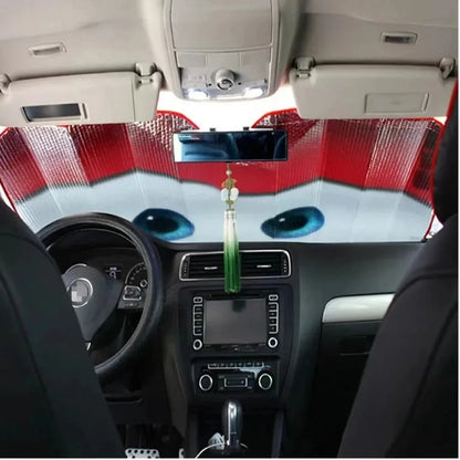 Car Front Windshield Sunshade – Solar Protection Sun Visor Cover with Fun Face Design