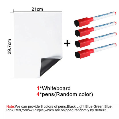 A4 Magnetic Dry Erase Board – Flexible Fridge Whiteboard Sheet for Kitchen Memo & Grocery List