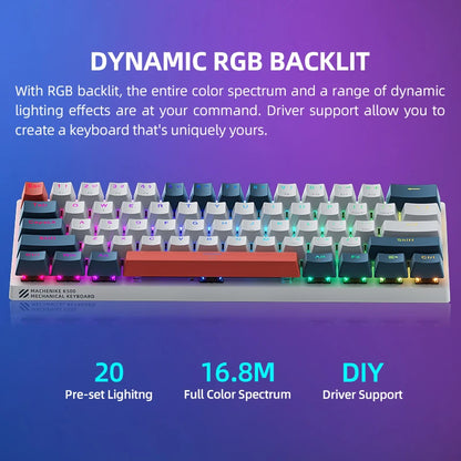 Machenike K500-B61 Mini Mechanical Keyboard – 60% Wired Hot-Swappable RGB Backlit Gaming Keyboard with 61 Keys