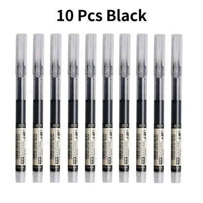 10Pcs Needle-Type Gel Pens – 0.5mm Liquid Ballpoint Pens for School, Office & Creative Writing