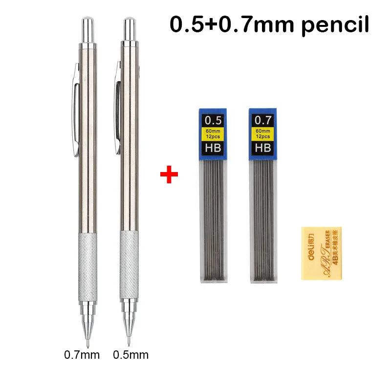 Mechanical Pencil Set 0.3–2.0mm – Full Metal Drawing & Writing Pencils with Leads for School & Office