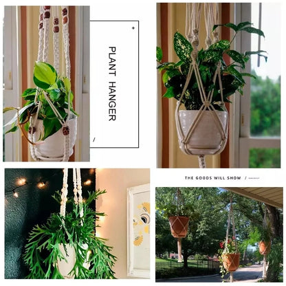 Handmade Macrame Plant Hanger – Cotton Hanging Flower Pot Holder for Indoor & Outdoor Decor