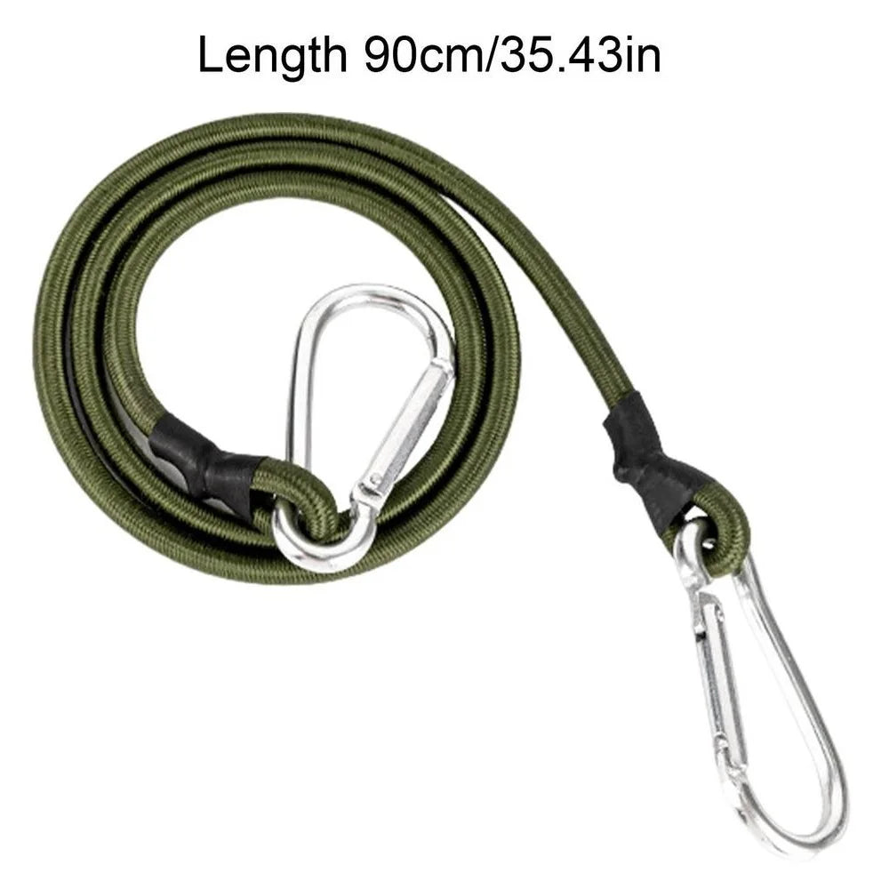 Adjustable Heavy-Duty Bungee Cord with Carabiner – 30–120cm Elastic Tie Strap for Luggage, Kayak, and Camping