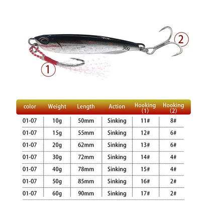 Japen Metal Jig Spoon Lure – 10g–50g Artificial Bait for Shore Casting & Sea Bass Fishing