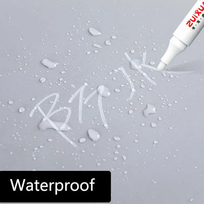 White Marker Pens set Oily Waterproof White Gel Pen DIY Graffiti Sketching Marker Stationery Writing School Supplies brush