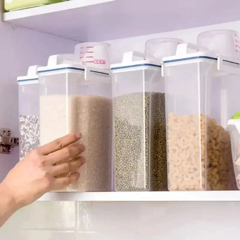 Rice & Grain Storage Canister – With Measuring Cup Lid, Moisture-Proof & Insect-Proof Food Container