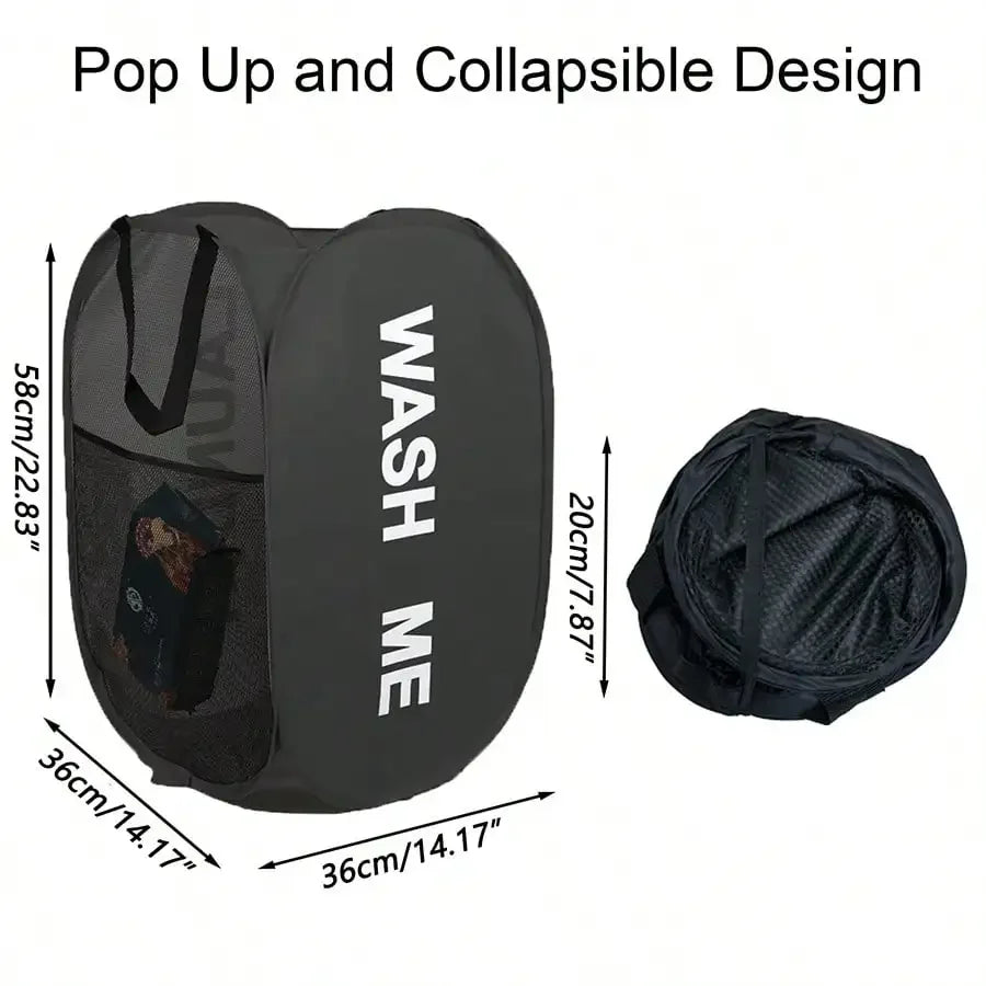 Portable Mesh Pop-Up Laundry Hamper – Breathable Foldable Laundry Basket for Travel, Dorm, Bathroom & Small Spaces
