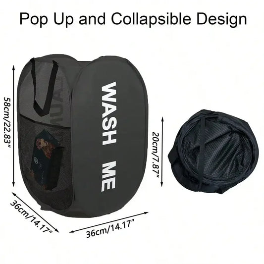 Portable Mesh Pop-Up Laundry Hamper – Breathable Foldable Laundry Basket for Travel, Dorm, Bathroom & Small Spaces