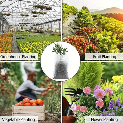 100PCS Biodegradable Seed Nursery Bags – Non-Woven Grow Bags for Plants, Seedlings & Garden Transplants