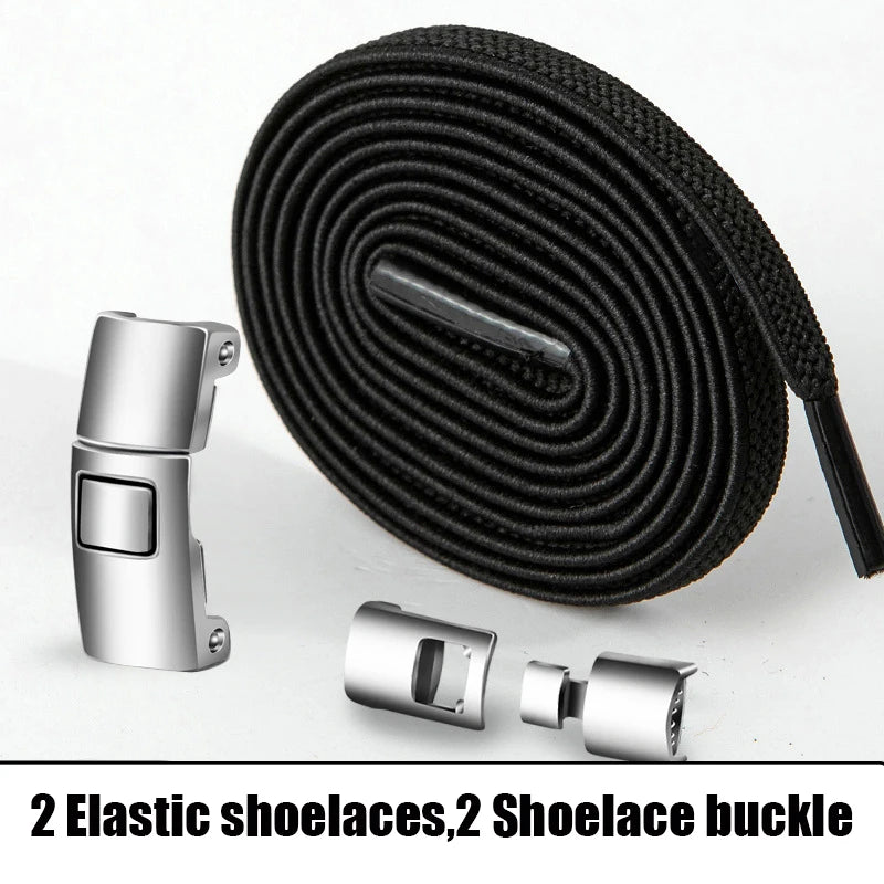 Elastic No Tie Shoelaces Semicircle Shoe Laces For Kids and Adult Sneakers Shoelace Quick Lazy Metal Lock Laces Shoe Strings